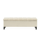 Button Tufted Diamond Stitch Storage Ottoman - Beige