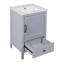 20" Bathroom Vanity With Sink, Bathroom Cabinet With A Door, Door Shelf Storage And Adiustable Foot Pads, A Drawer - Gray