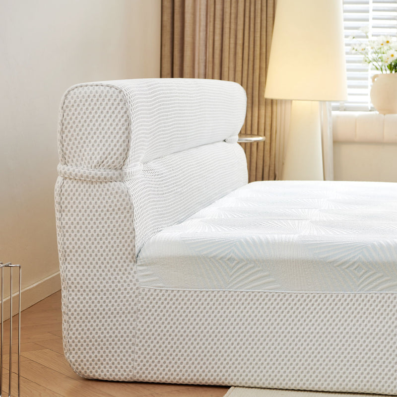 Queen Mattress & Bed Frame With Cool , Innovative All In One, Pressure Relief, Motion Isolation - White