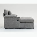 Chenille Fabric Sofa Bed With Cupholders And USB Charging Ports Chair For Living Room
