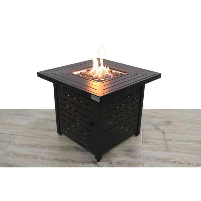 Outdoor Fire Pit Table With Lid, High-Quality Materials - Black