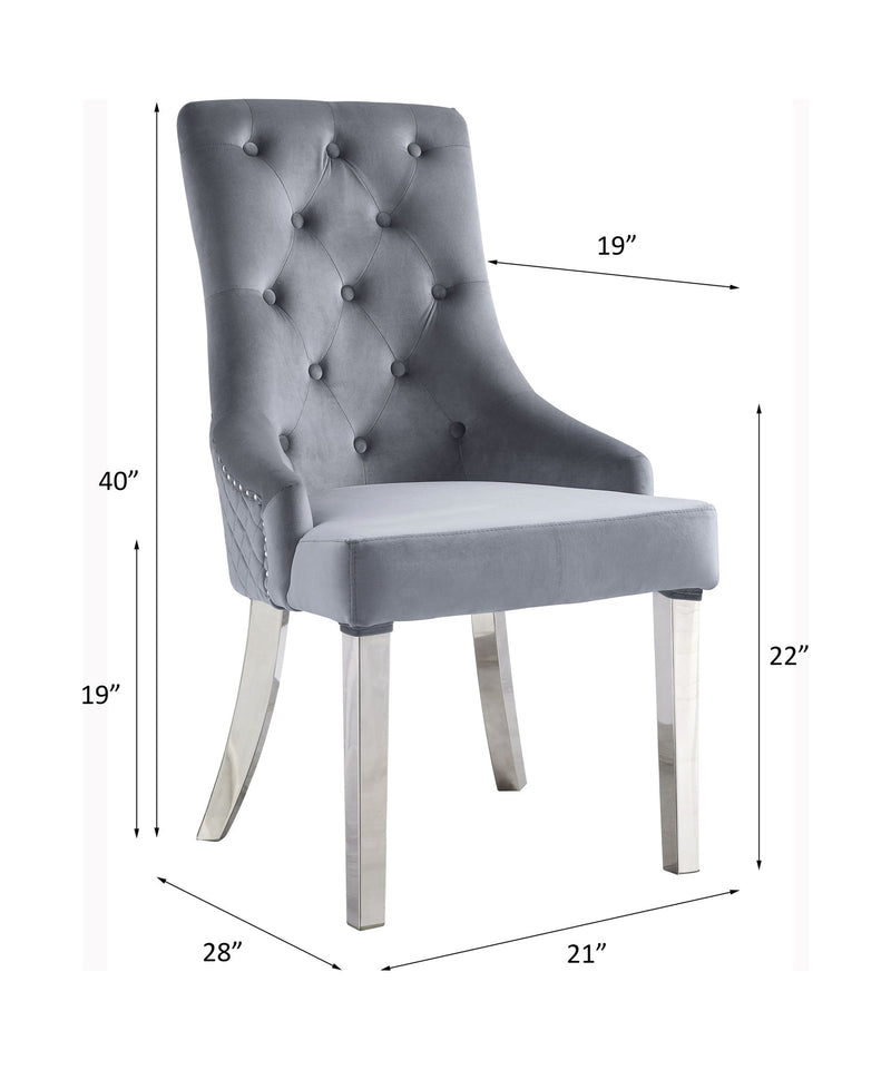 Satinka - Fabric Side Chair (Set of 2) - Gray & Mirrored Silver