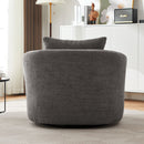 360° Swivel Barrel Sofa Chair With Throw Pillow, Chenille Upholstered Accent Chair