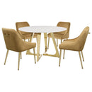 Gwynn - Round Marble Stainless Steel Dining Table - Gold