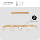 Crystal Chandelier For Dining Room, 8 Light Kitchen Chandelier Light Fixture Modern Metal Industrial Chandeliers For Farmhouse Entryway Living Room (8*G9 Bulbs Included) - Matte Gold