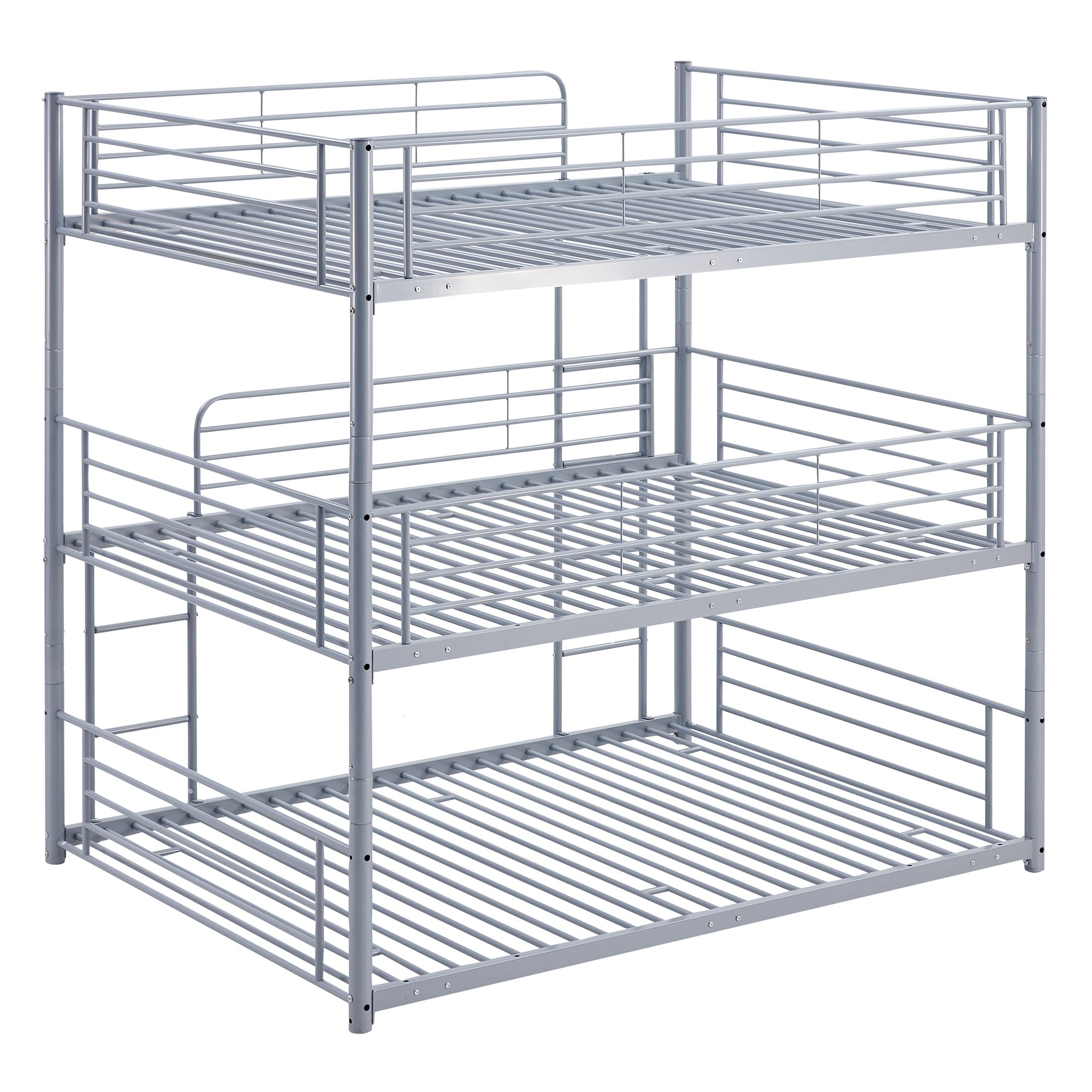 Full-Full-Full Metal  Triple Bed  with Built-in Ladder, Divided into Three Separate Beds,Gray(OLD SKU:LP000297AAE) - Atlantic Fine Furniture Melbourne FL