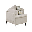 Upholstered 3 Seater Curved Sofa With Printed Pillows Chenille