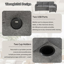 Convertible L Shaped Sofa Couch With Storage, Cup Holders, USB Ports