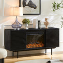 Oak Board Cabinet, The Middle Layer Board On Both Sides Of The Cabinet Can Be Adjusted, The Furnace Is Embedded In The Middle Grid With The Remote Control