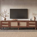 TV Stand, Media Console With 4 Drawers, Soft Closing Hinges - Dark Brown