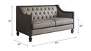 House - Beatrice Loveseat - Tan PU, Black PU & Charcoal Finish - Atlantic Fine Furniture Inc