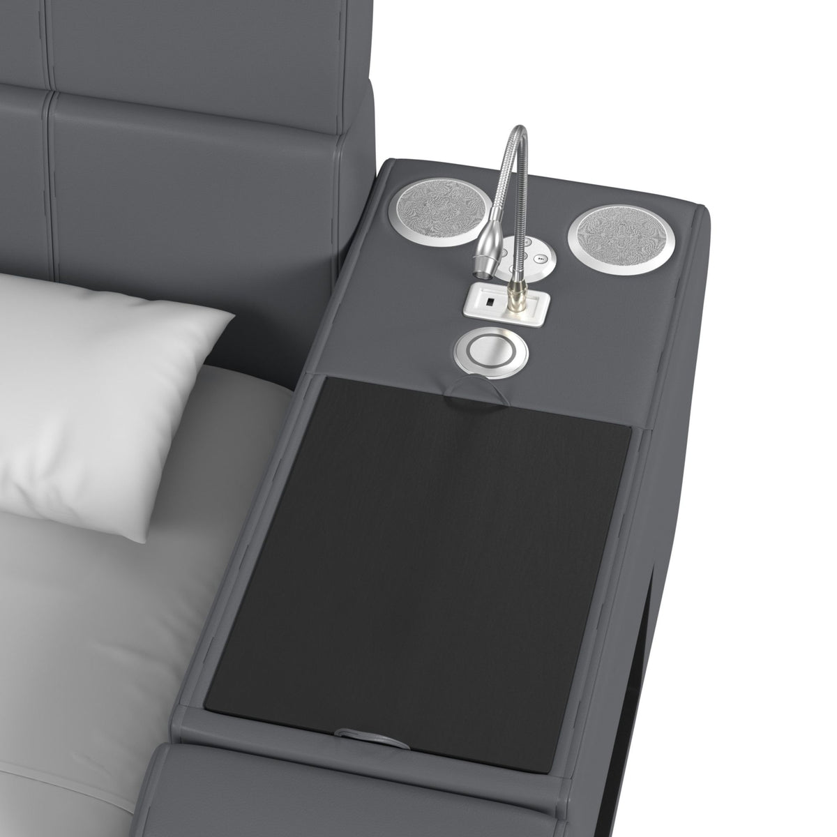 Valari PU Transformer Bed With Electronic Features in Dark Gray by Elements International, view 10