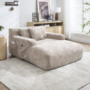 Chenille Interior Lazy Sofa Chaise Longue Armchair With 3 Pillows And Armrests
