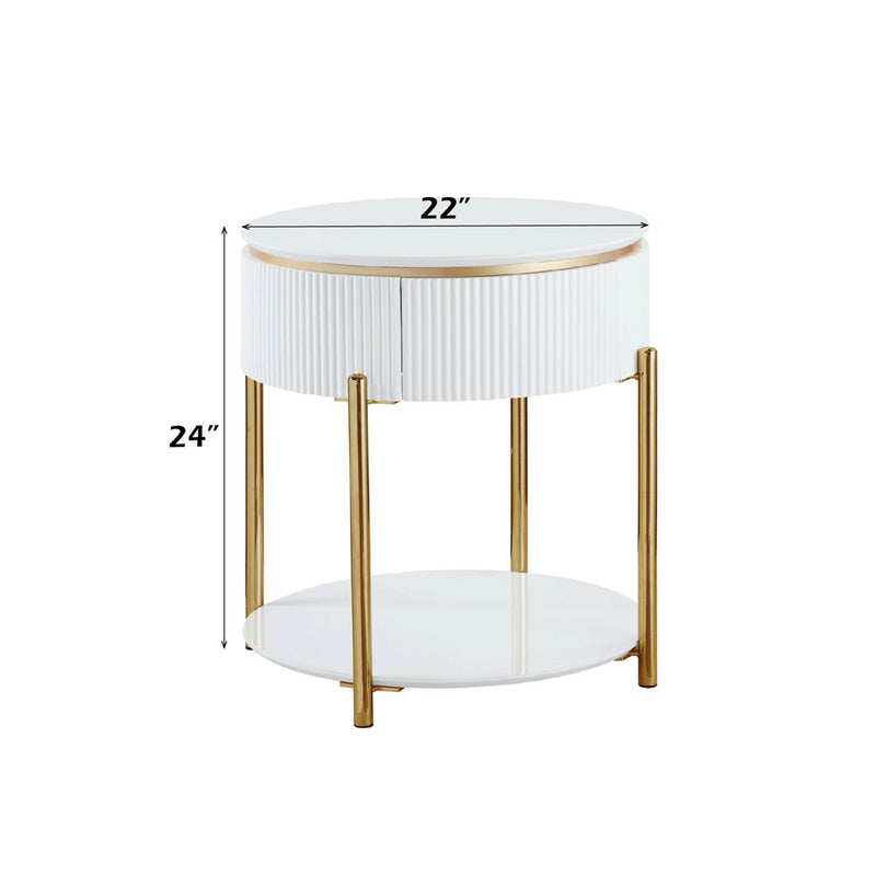 Daveigh - End Table - White High & Gold