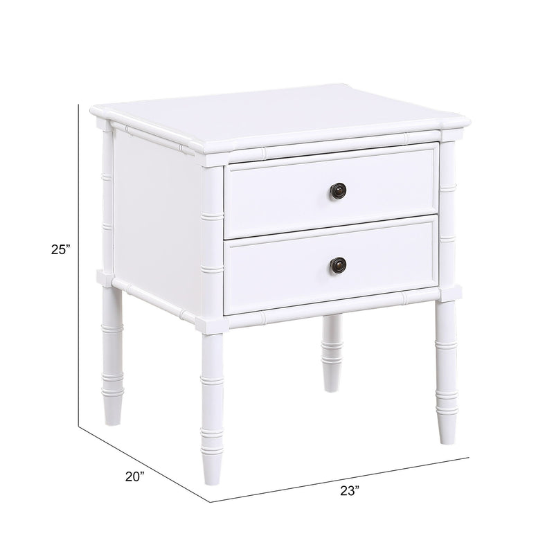 Emmett - 2 Drawer Nightstand With Carved Legs - White