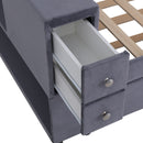 Upholstered Bed With Storage And Twin Trundle, USB Charging Ports