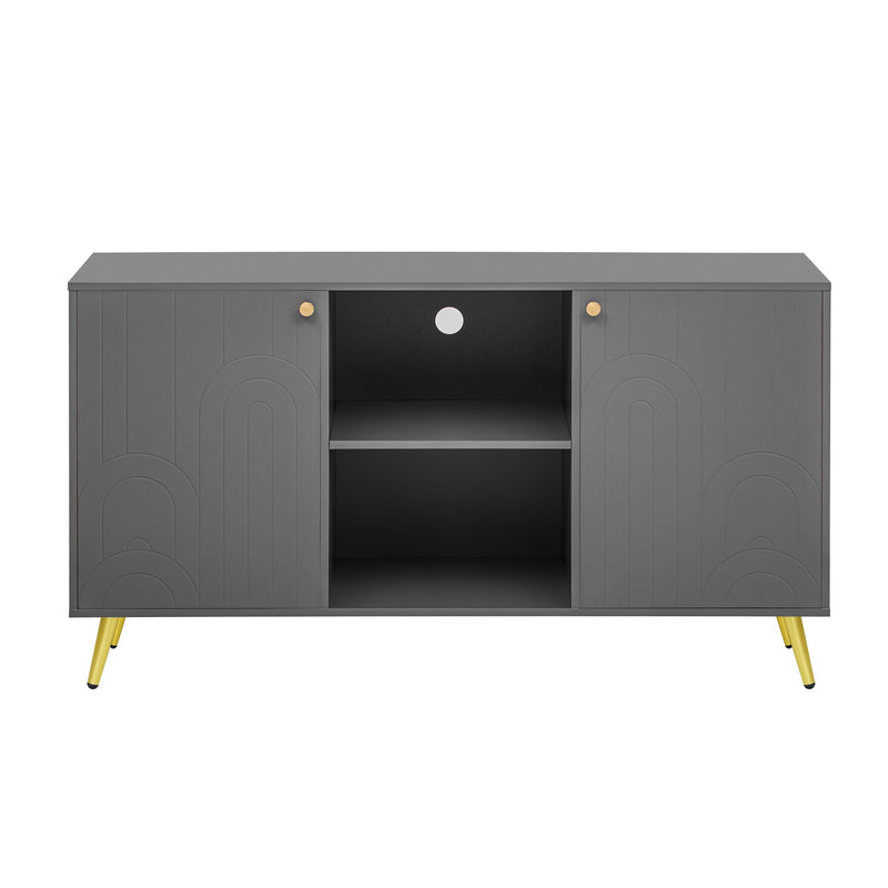 Modern TV Stand With Adjustable Shelf, Handles And Anti-Tip Device