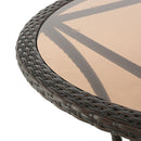 Outdoor Table With Woven Rattan Design - Brown