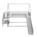 Twin Over Twin Metal Bunk Bed House Bed With Slide And Staircase