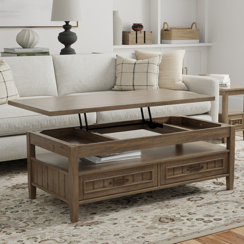 Lev - Lift Top Coffee Table - Smoky Brown