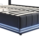 Upholstered Bed With Hydraulic Storage System And LED Light, With Sockets And USB Ports