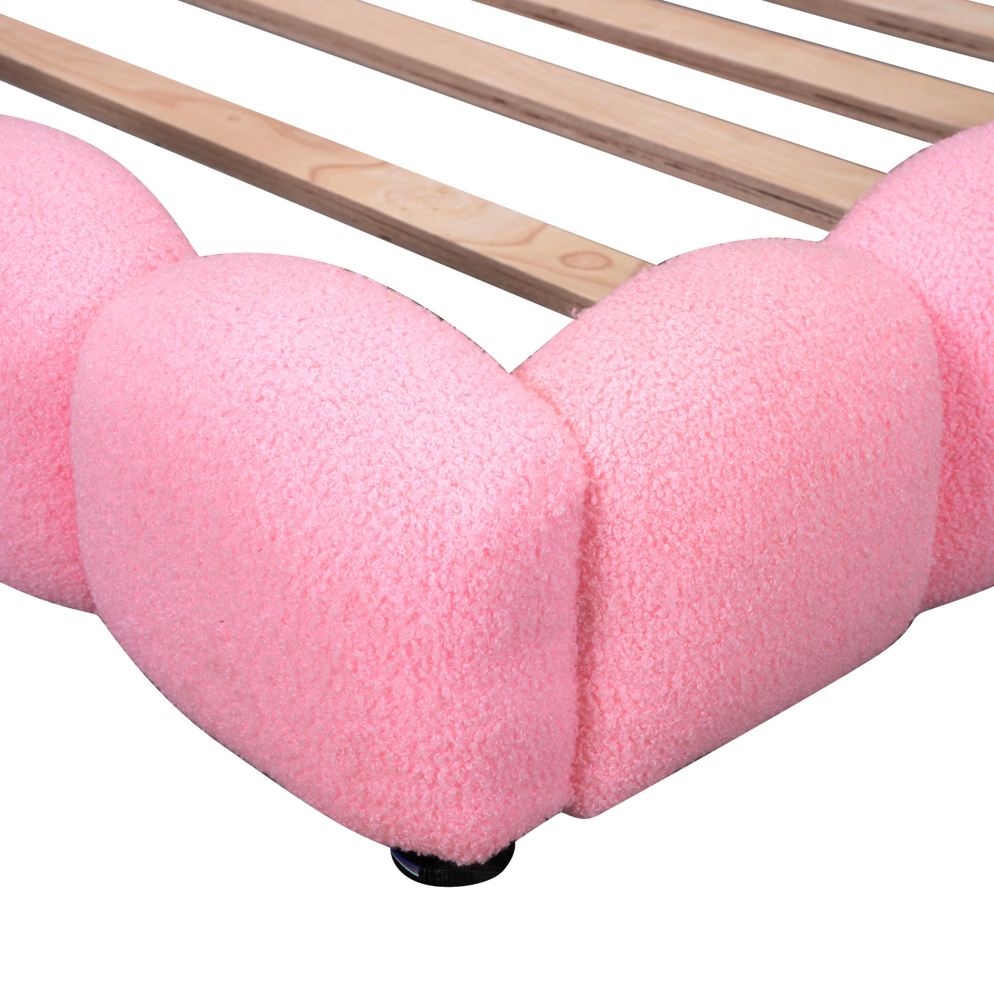 Upholstered Full Size platform bed with USB Ports and LED belt, Pink - Atlantic Fine Furniture Melbourne FL