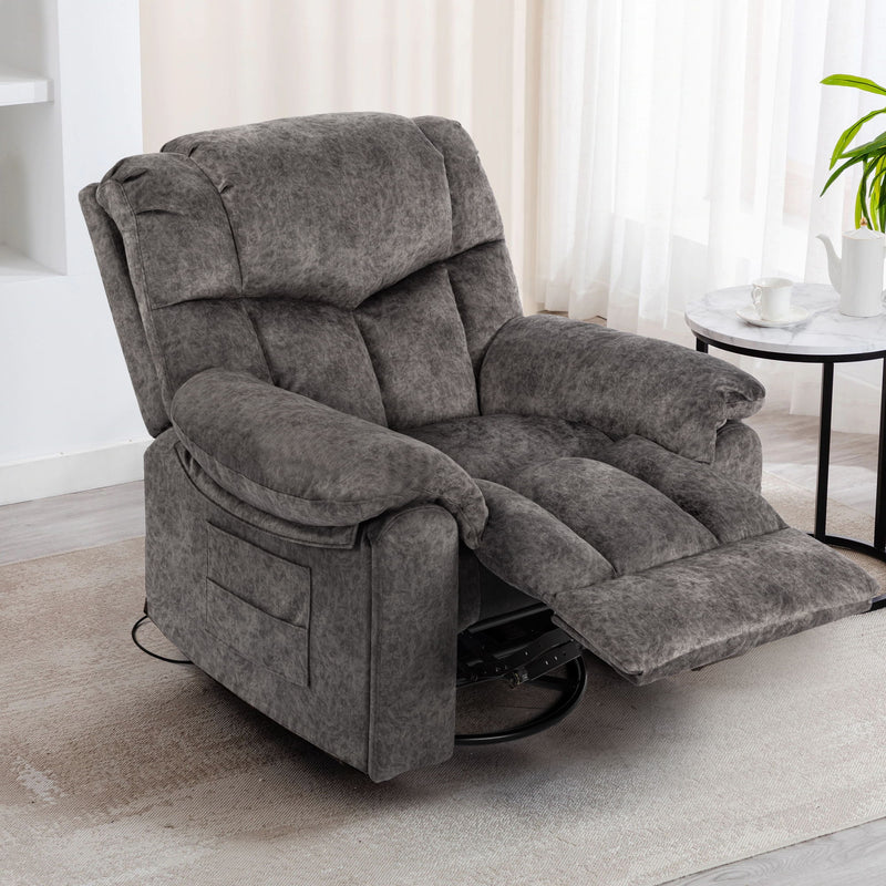 Swivel And Rocking Recliner Chair With Massage And Heating Bonded Leather Sofa