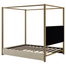 Upholstered Canopy Platform Bed With Frame, Queen Size - Beige