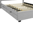 Full Size Upholstered Platform Bed with LED Frame, with Twin  Size Trundle and 2 drawers, Teddy Fleece, Gray