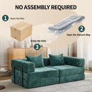 Convertible Floor Sofa Bed With Pillow Back Support Armrest