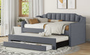 Twin Size Upholstered Daybed with Trundle and Three Drawers,Gray
