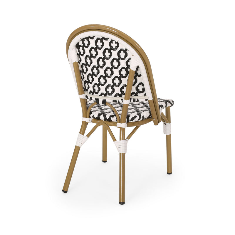 Chic French Bistro Chair With Durable Rattan And Aluminum Frame