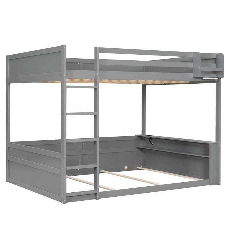 Bunk Bed With Built In Shelves, Storage Box, LED Light And USB Charging Station