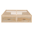 Queen Size Platform Bed with 6 Storage Drawers,Antique Natural