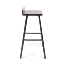 Outdoor Bar Stool With Low Backrests And Wood Seats (Set of 2) - Dark Brown / Black