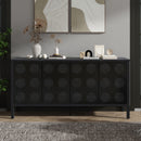 Stylish Storage Cabinet Sideboard With Unique Geometric Circle Door Design - Black