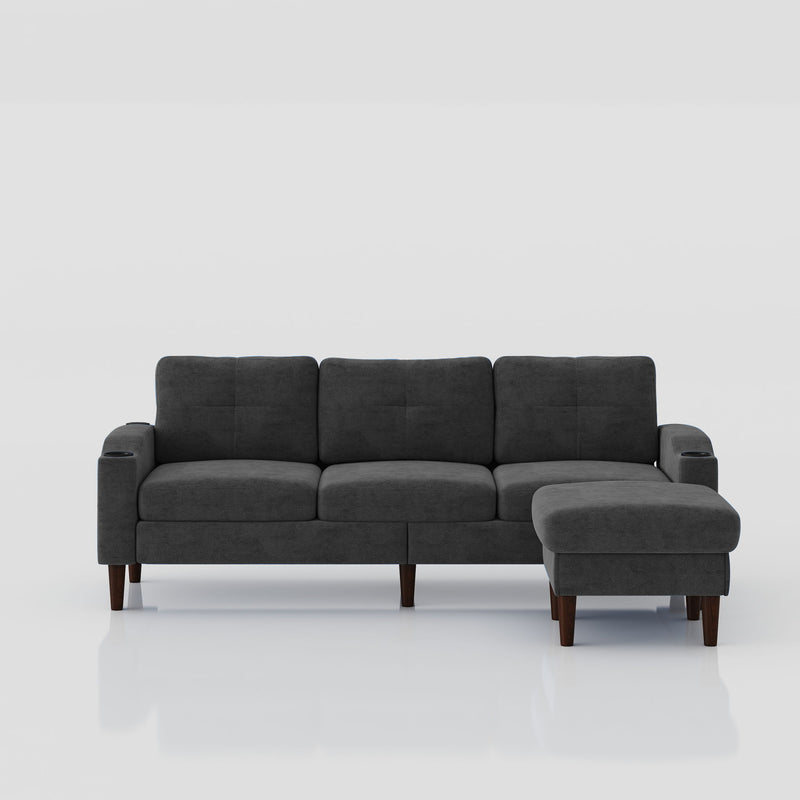 3 Seater Convertible Combination L Shaped Sofa With Footstools With Storage