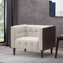 Contemporary Club Chair With Button Tufted Waffle Stitch