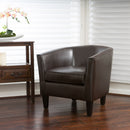 Faux Leather Club Chair With Curved Backrest - Brown