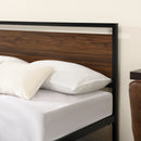 Industrial Platform Queen Bed Frame/Mattress Foundation with Rustic Headboard and Footboard, Strong Steel Slat Support, No Box Spring Needed, Noise Free, Easy Assembly