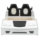 Twin Size Race Car-Shaped Platform Bed with Upholstered Backrest and Storage, White