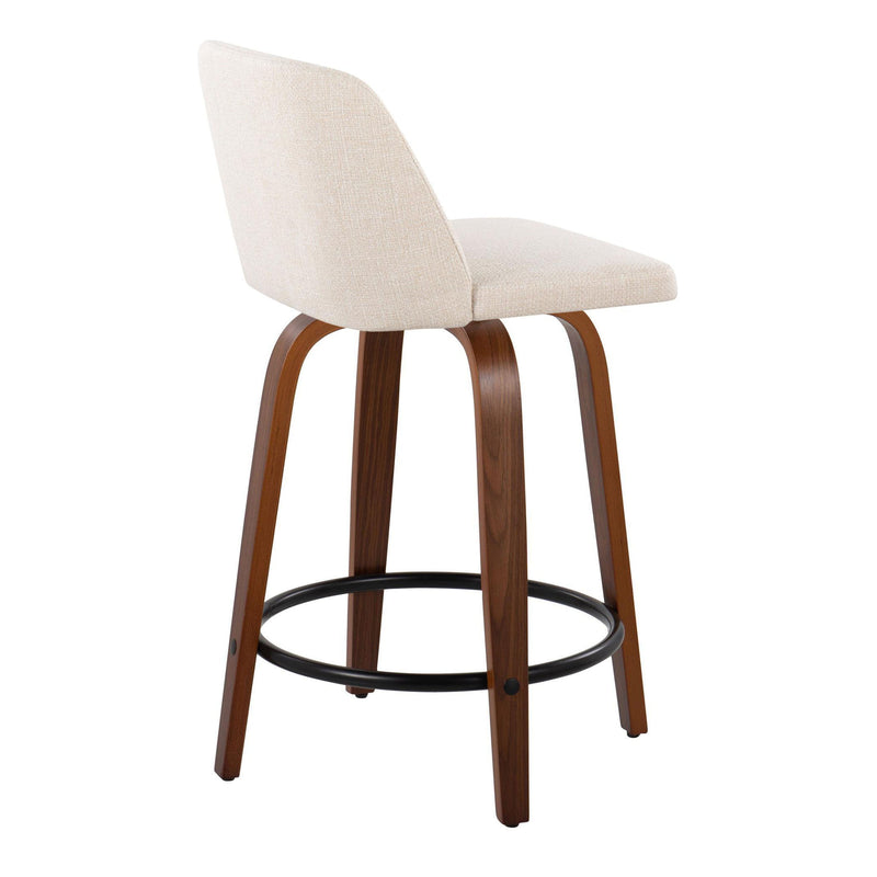 Toriano - Mid Century Modern, Fixed Height Counter Stool & Swivel And Round Footrest (Set of 2)