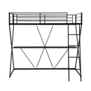 Twin Size Loft Bed with Desk, Ladder and Full-Length Guardrails, X-Shaped Frame, Black(Old SKU: MF297073AAB)