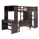 Loft Bed With A Stand Alone Bed, Shelves, Desk, And Wardrobe