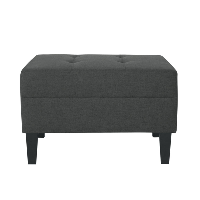 Ottoman With Birch Wood Legs And Cushioned Top For Comfort