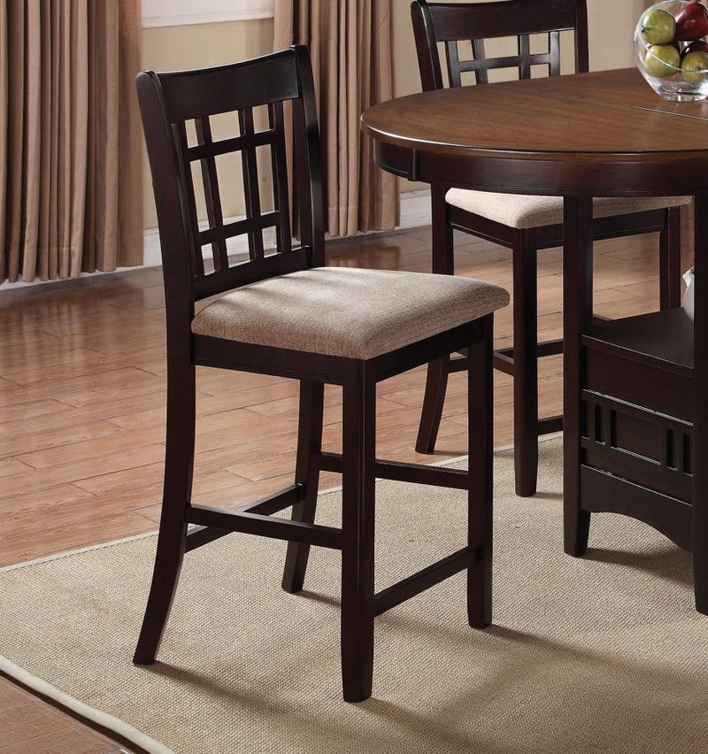 Lavon - Lattice Back Counter Stools (Set of 2) - Tan And Espresso