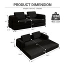 Convertible Sleeper Sofa Bed With Cylindrical Pillow, Fixed Shape Frame