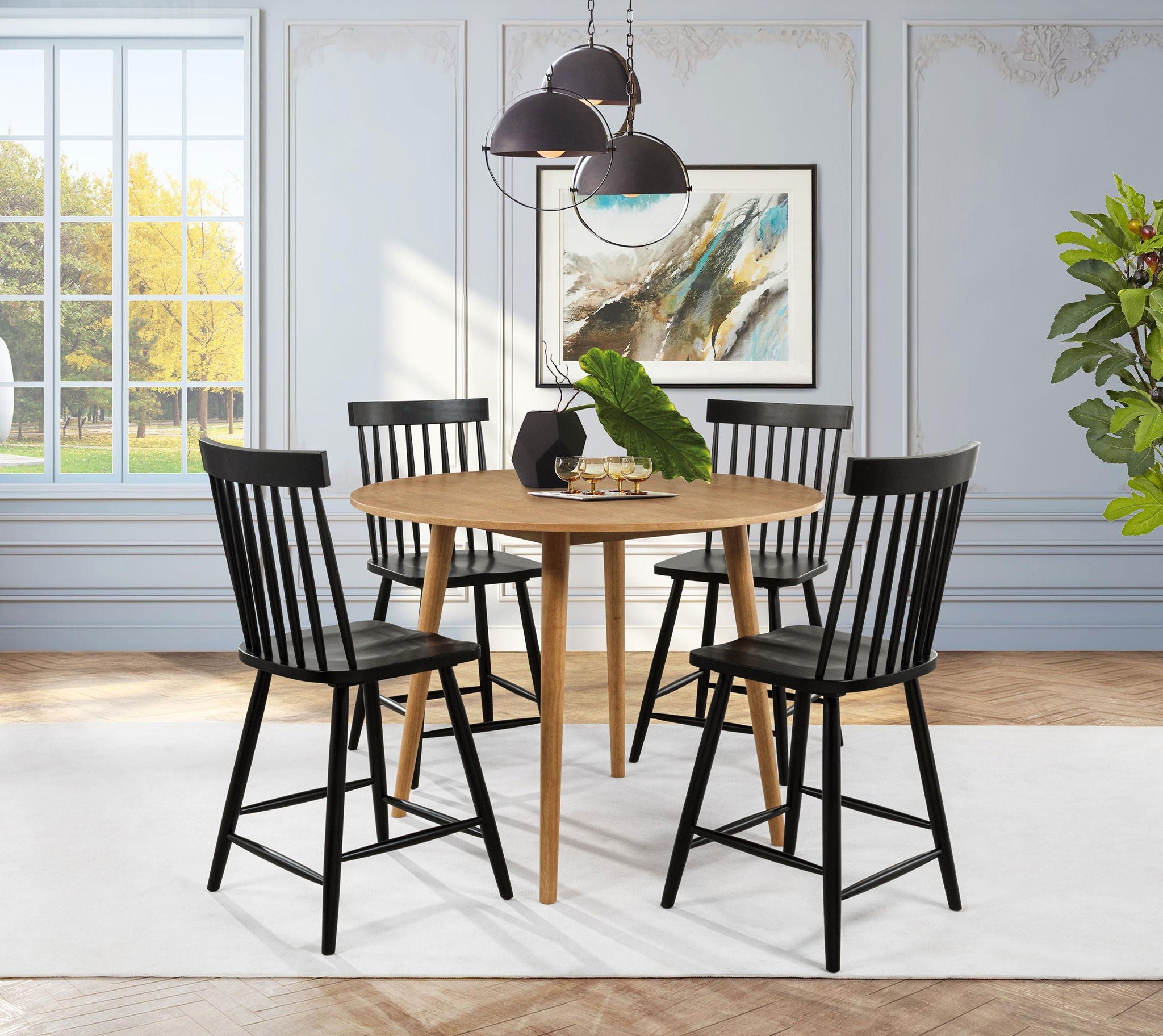 Andrews Windsor Counter Height Dining Side Chair Black (Set of 2) - Atlantic Fine Furniture Melbourne FL