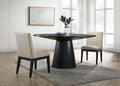Jasper - Wide Contemporary Round Dining Table With Fabric Chairs Set