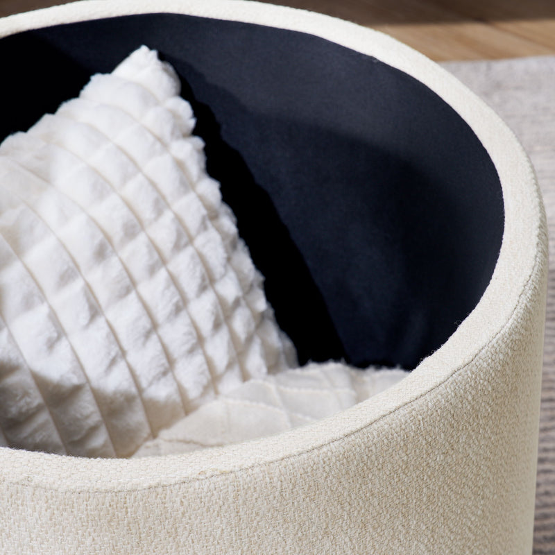 Classic 2 Piece Round Storage Ottoman Set With Drum Shaped Stool